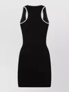 Amiri Sleeveless Dress With Contrast Trim And Ribbed Texture In Black