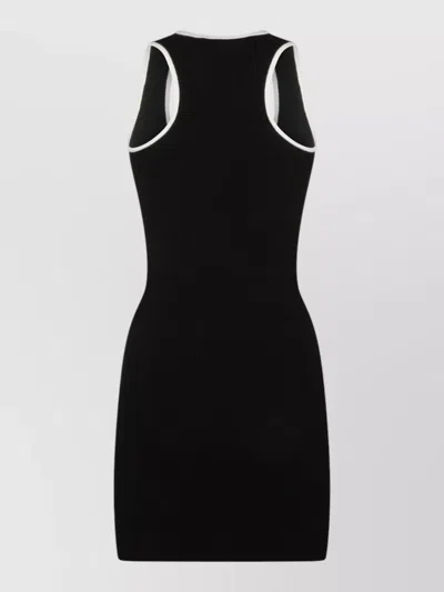 Amiri Sleeveless Dress With Contrast Trim And Ribbed Texture In Black