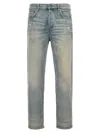 Amiri Stack Distressed Slim-leg Jeans In Light Blue
