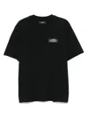 Amiri Black Crewneck T-shirt With Logo Patch On The Front And Maxi Logo Print On The Rear