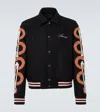 Amiri Mens Black Snake Bones Embroidered Relaxed-fit Wool-blend Felt Jacket In Black