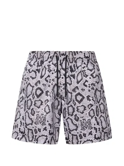 Amiri Badeshorts Mit Schlangenleder-print In Gray