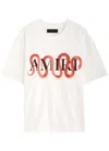Amiri Snake White Crewneck T-shirt With Maxi Logo Print On The Front In Cotton Man In Ivory