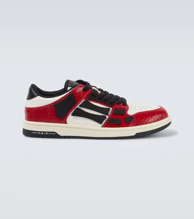 Amiri Skel Top Low Red Sneakers With Skeleton Patch In Leather Man In Multi