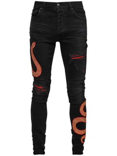 Amiri Snake Skinny Jeans In Black