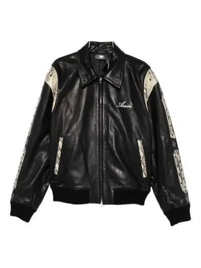 Amiri Snakeskin-print Embellished Jacket In Black