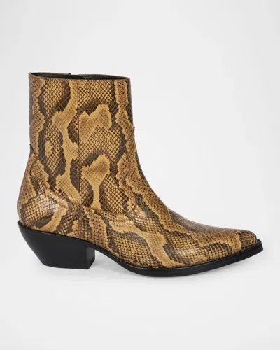 Amiri Snakeskin-embossed Leather Ankle Boots In Animal Print