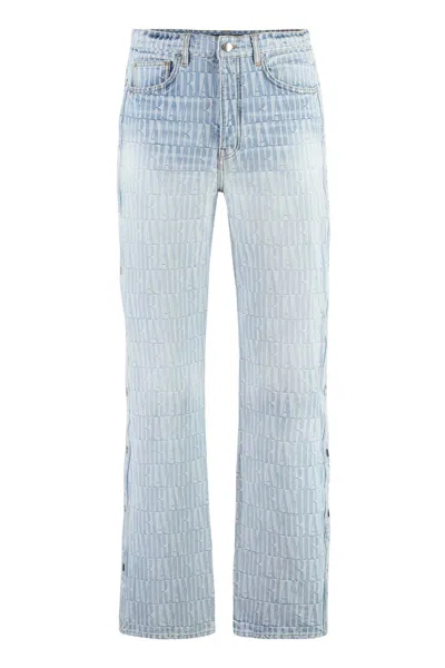 Amiri Logo Jacquard Denim Pants In Stone Indigo