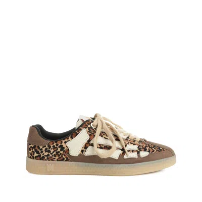 Amiri Pacific Bones Brown Low-top Sneaker With Logo Patch On The Tongue And Leopard Print In Suede Man In Animal Print