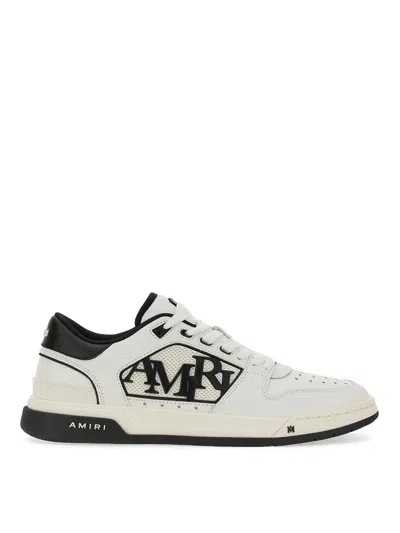 Amiri White Low Top Sneakers With Logo Patch On The Side And Contrasting Heel With Logo Lettering In Leath In Multi