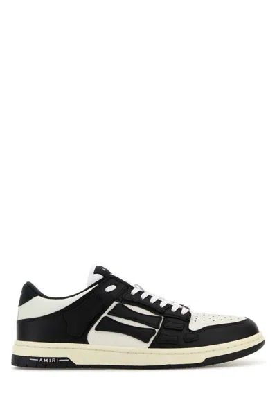 AMIRI AMIRI BLACK AND WHITE LEATHER SKEL LOW TOP SNEAKERS