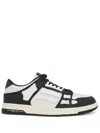 Amiri Skel Top Low White And Black Sneakers With Skeleton Patch In Leather Man