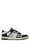 Amiri Skel Top Low White And Black Sneakers With Skeleton Patch In Leather Man In Black