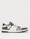 Amiri Quad Skel Panelled Leather Snekaers In Black
