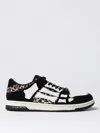 Amiri Leopard Print Goat Leather Sneakers With Perforated Detail In Schwarz