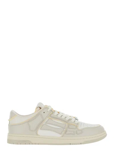 Amiri Skel Top Low White Sneakers With Skeleton Patch In Leather Man In Multi