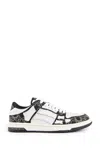 Amiri Quad Skel Panelled Leather Snekaers In Black