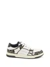 Amiri 'skel Top Low' Black Sneaker With Skeleton Applications And All-over Logo Print