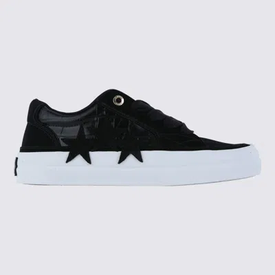 Amiri Sunset Skate Low Croc-effect Leather And Suede Sneakers In Black