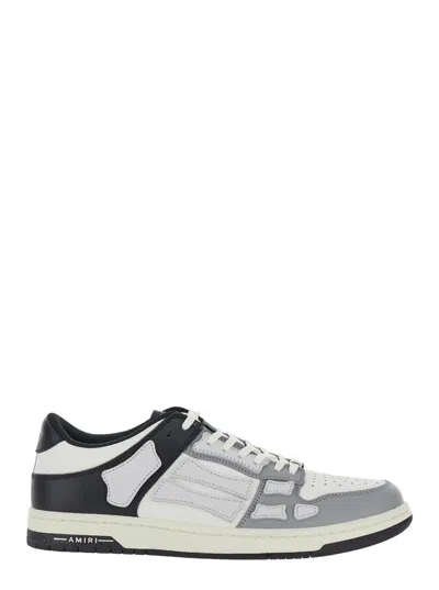 AMIRI 'SKEL TOP LOW' GREY AND BLACK BI-COLOR SNEAKERS WITH SKELETON PATCH