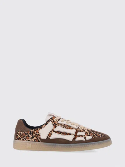 Amiri Pacific Bones Brown Low-top Sneaker With Logo Patch On The Tongue And Leopard Print In Suede Man In Animal Print