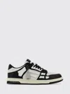 Amiri Skel Top Low White And Black Sneakers With Skeleton Patch In Leather Man In Multi