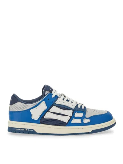 Amiri Leather Sneakers With Iconic Bones In Blue