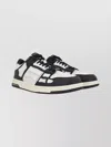 Amiri Skel Top Low White And Black Sneakers With Skeleton Patch In Leather Man In Multi
