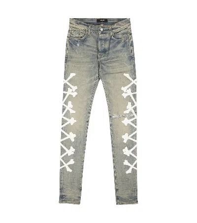 Pre-owned Amiri Soho Nyc Flagship Exclusive Bone Denim Jeans In Blue