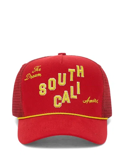 Amiri Embroidered South Cali Rope Trucker Hat In Red