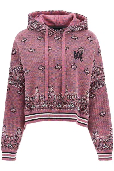 Amiri Space Dye Bandana Cropped Sweatshirt In Pink