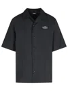 Amiri Mens Black Spirit Logo-patch Woven Bowling Shirt In Black