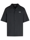 Amiri Mens Black Spirit Logo-patch Woven Bowling Shirt In Black