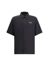Amiri Mens Black Spirit Logo-patch Woven Bowling Shirt