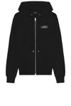 Amiri Black Zip-up Hoodie With Drawstring Hood And Kangaroo Pocket In Black