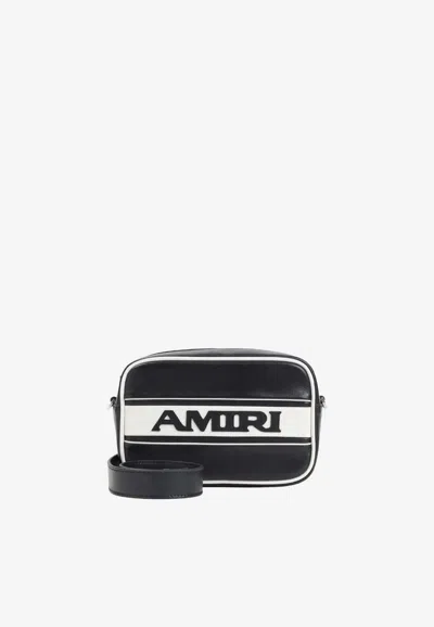 Amiri Sport Leather Messenger Bag In Black