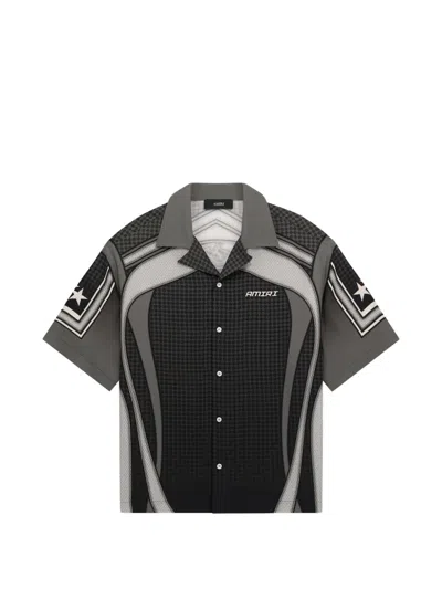 Amiri Sport Panel Os Camp Shirt In Gray