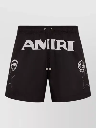 Amiri Sport Swim Shorts Star Pockets Design In Black