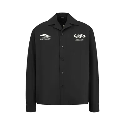 Pre-owned Amiri Sporty Emb Cotnyl Camp Shirt 'black' | Men's Size L