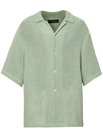 Amiri Spread-collar Mesh Shirt In Green