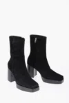 Amiri Square Toe Sueede Booties Heel 10cm In Black