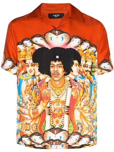 Pre-owned Amiri Ss20 Jimi Hendrix Shirt In Orange