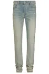 Amiri Crystal-embellished Flared Jeans In Antique Indigo
