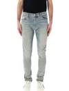 Amiri Stack Distressed Slim-leg Jeans In Antique Indigo