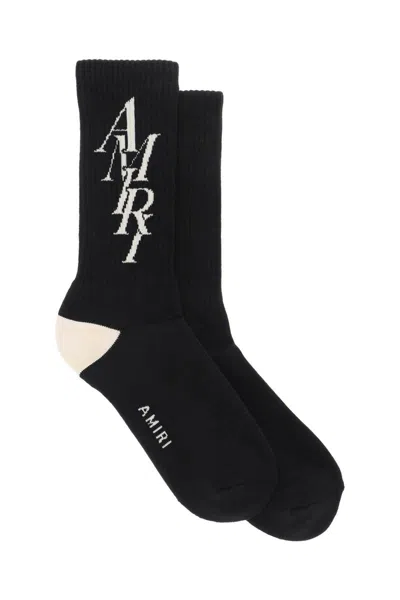 Amiri Stack Logo Socks In Nero