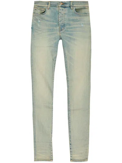 Amiri Blue Ma Quad Contrast Skinny Jeans In Antique Indigo