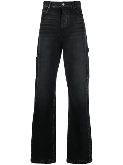 Amiri Cargo-pocket Straight-leg Jeans In Black