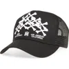 Amiri Stacked Bones Logo Adjustable Trucker Hat In Black