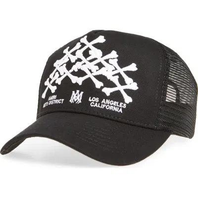 Amiri Stacked Bones Logo Adjustable Trucker Hat In Black