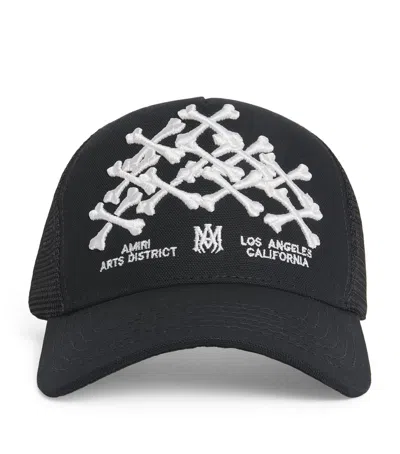 Amiri Stacked Bones Trucker Hat In Black